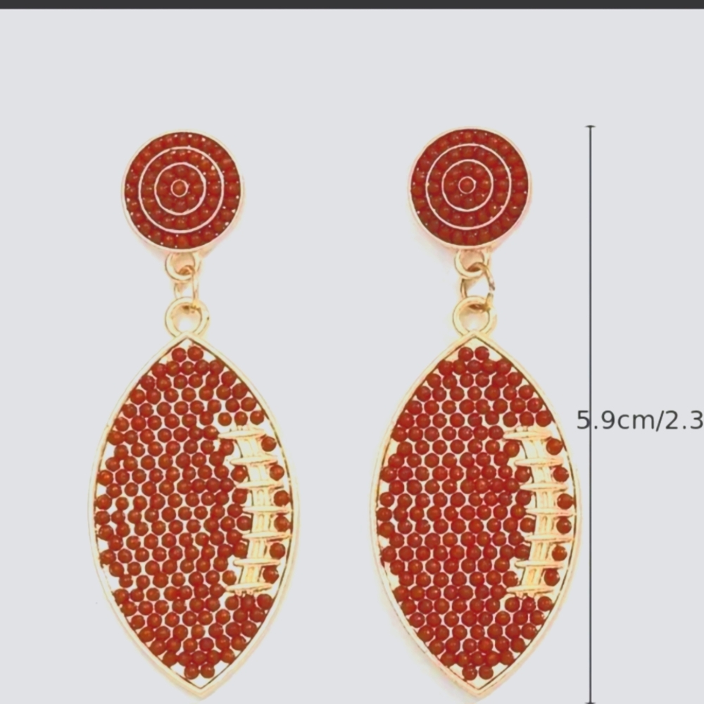 Football Rhinestones Hoop Earrings